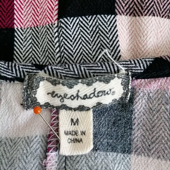 Eyeshadow Womens Multicolor Check Twisted Hem Kimono Blouse Top Size M - Picture 5 of 7